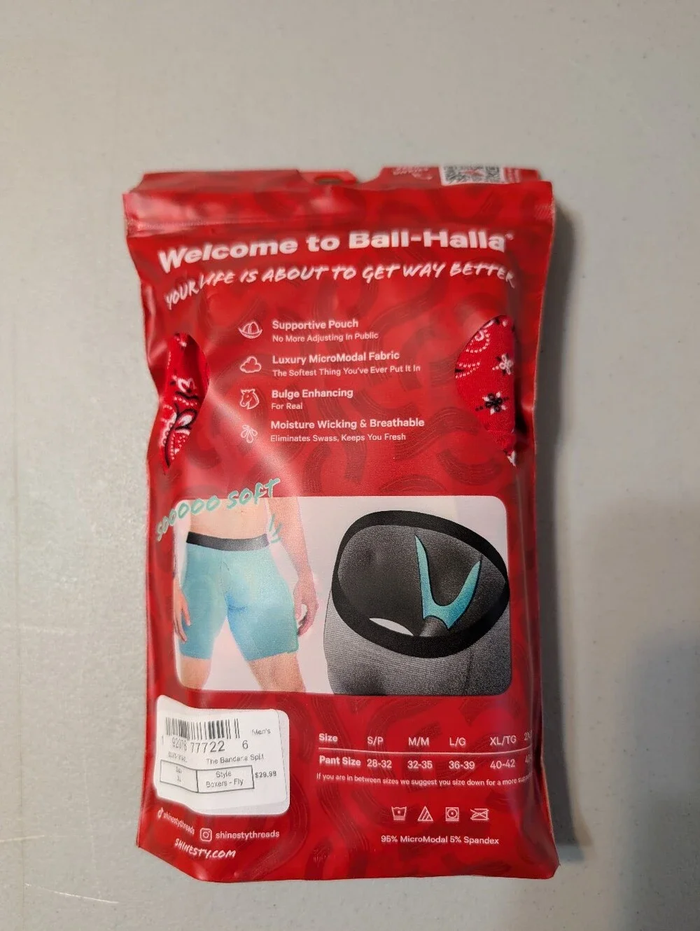 NWT Shinesty bandana ball hammock underwear, XL